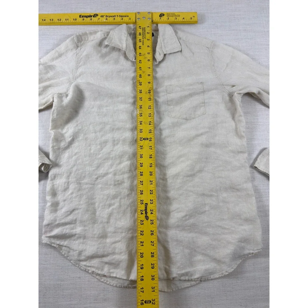 Banana Republic Classic Linen Shirt Mens Large Beige Long Sleeve Button Up 0560